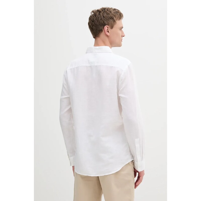 Calvin Klein cămașă de in culoarea alb, cu guler clasic, regular, K10K114488