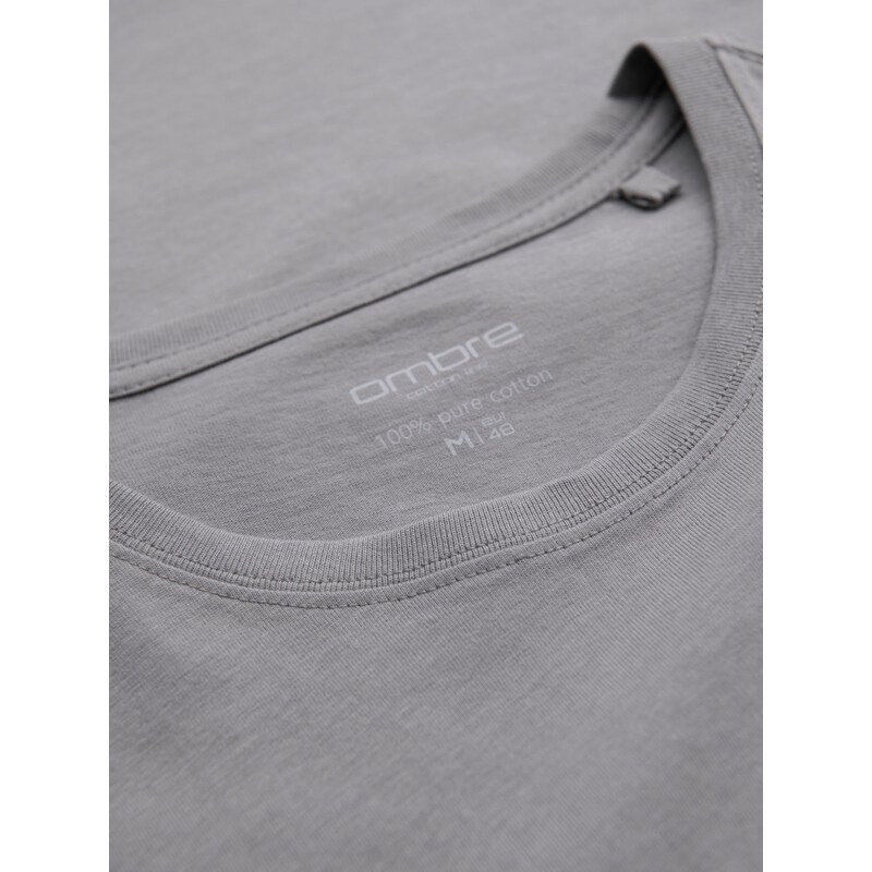 Ombre Tricou clasic BASIC din bumbac pentru bărbați - violet V13 OM-TSBS-0146