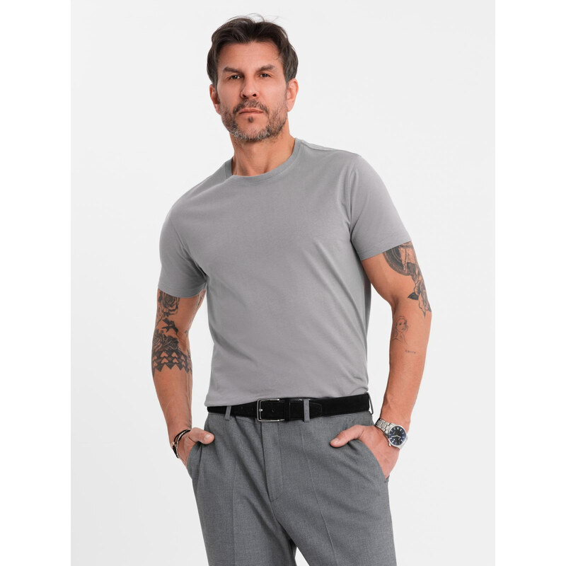 Ombre Tricou clasic BASIC din bumbac pentru bărbați - violet V13 OM-TSBS-0146