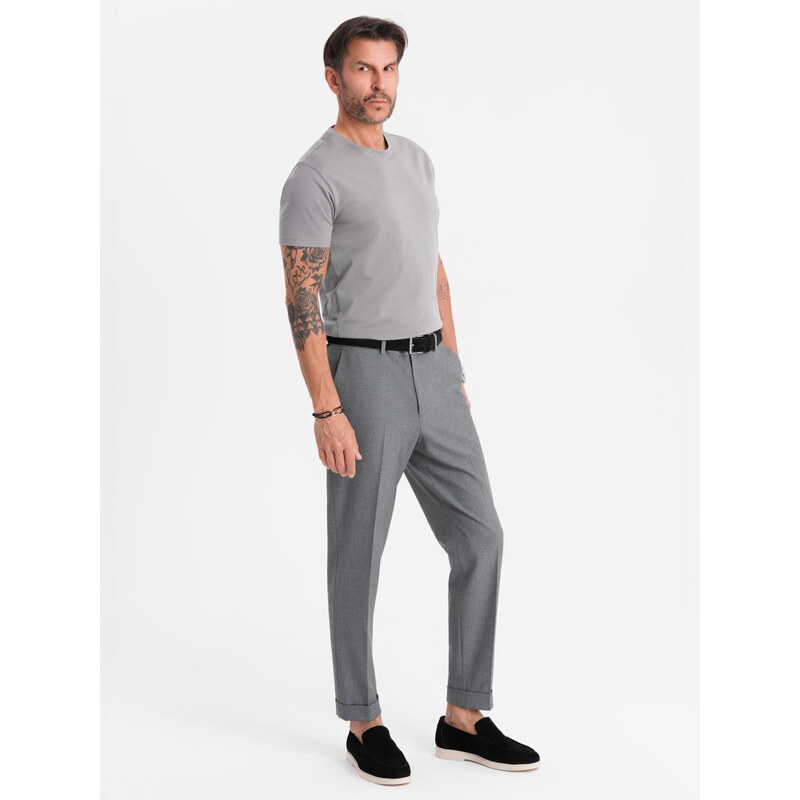 Ombre Tricou clasic BASIC din bumbac pentru bărbați - violet V13 OM-TSBS-0146