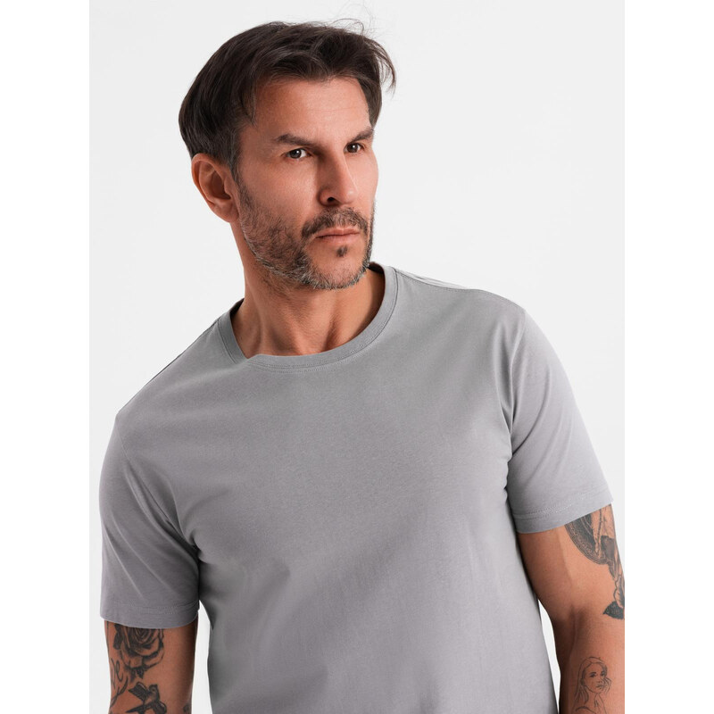 Ombre Tricou clasic BASIC din bumbac pentru bărbați - violet V13 OM-TSBS-0146