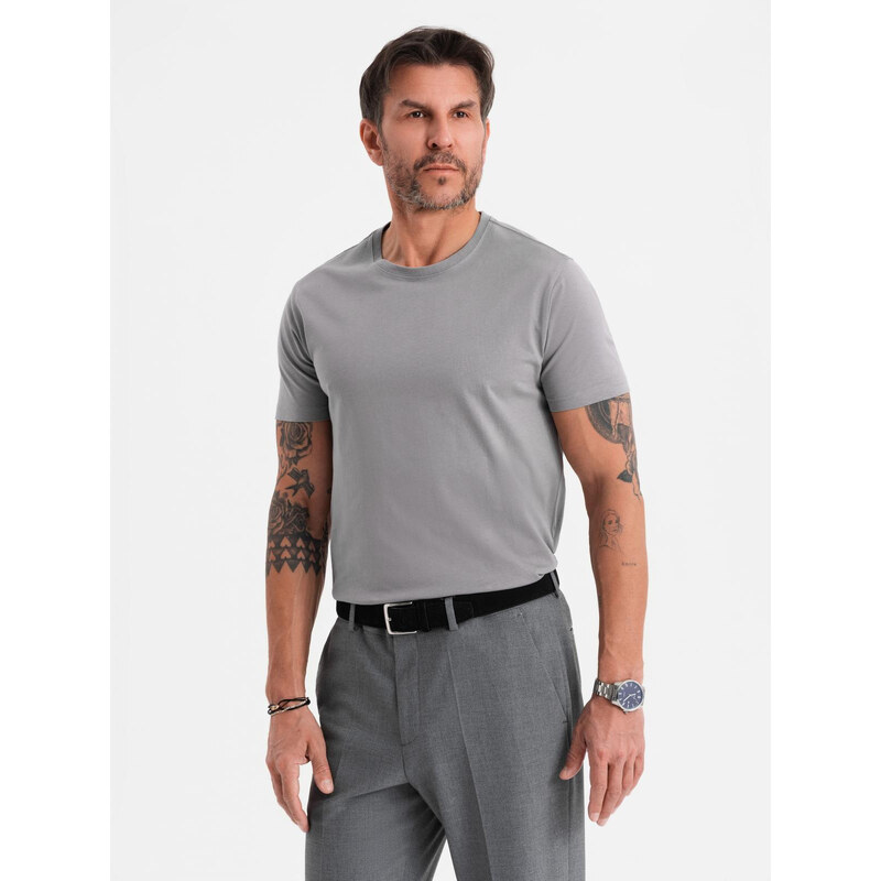 Ombre Tricou clasic BASIC din bumbac pentru bărbați - violet V13 OM-TSBS-0146