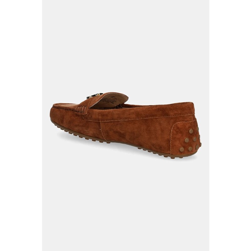 Lauren Ralph Lauren mocasini din piele întoarsă Barnsbury culoarea maro, cu toc plat, 802821629032