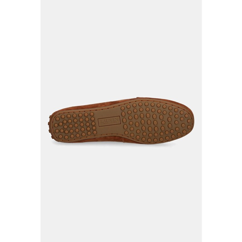 Lauren Ralph Lauren mocasini din piele întoarsă Barnsbury culoarea maro, cu toc plat, 802821629032