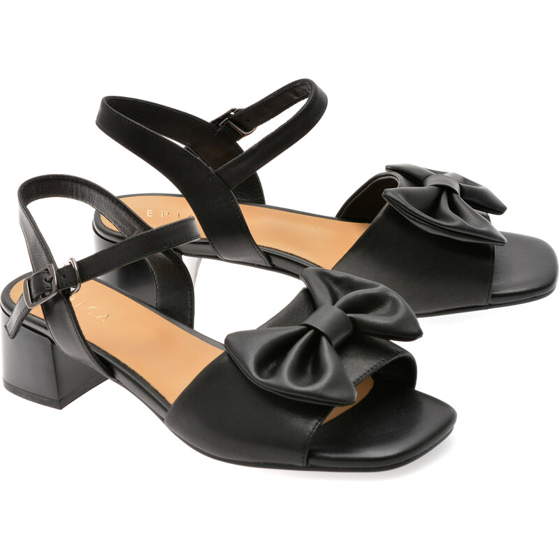 Sandale EPICA negre, 1295D29, din piele naturala