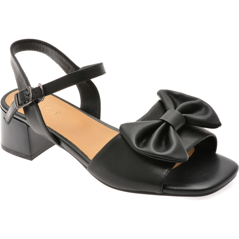 Sandale EPICA negre, 1295D29, din piele naturala