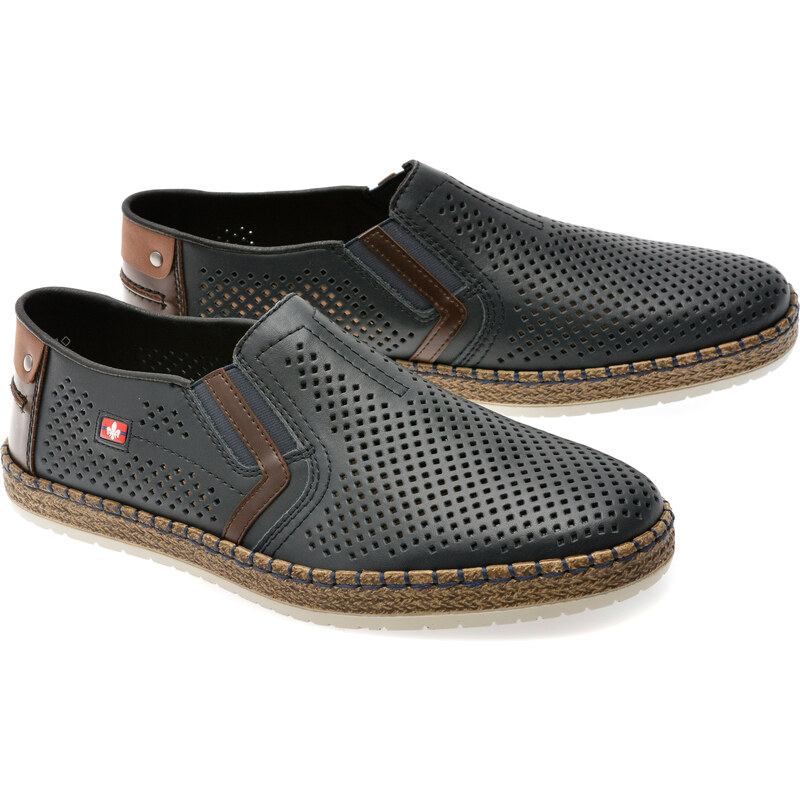 Pantofi RIEKER bleumarin, B5297, din piele naturala