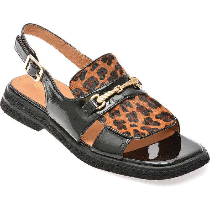 Sandale GRYXX negre, 22L914, din piele naturala lacuita