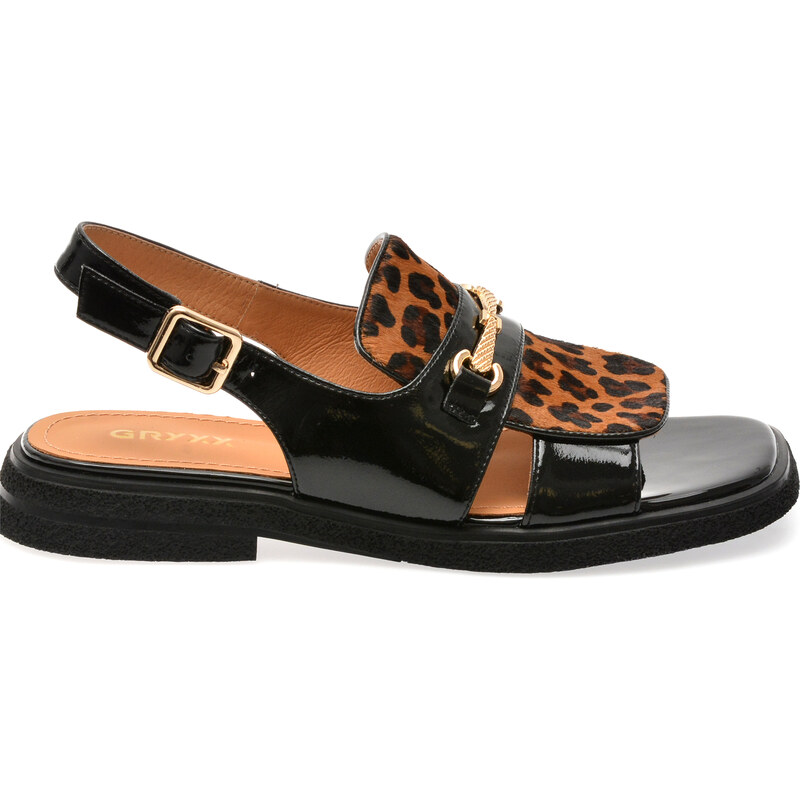 Sandale GRYXX negre, 22L914, din piele naturala lacuita