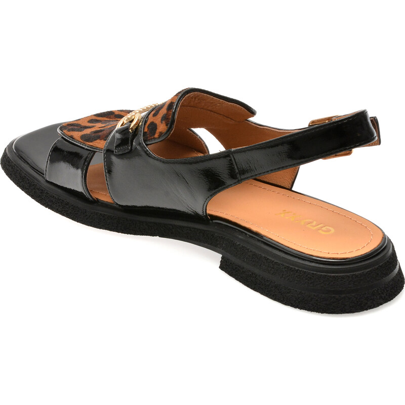 Sandale GRYXX negre, 22L914, din piele naturala lacuita