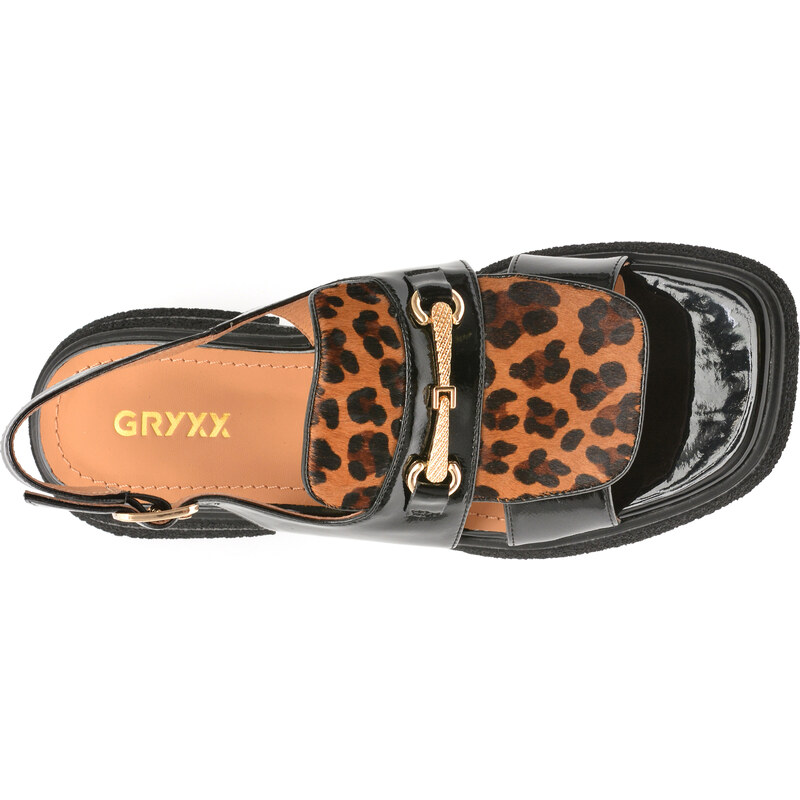 Sandale GRYXX negre, 22L914, din piele naturala lacuita
