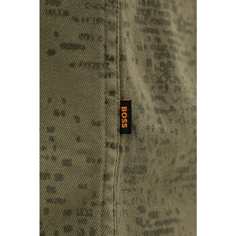 BOSS Orange cămașă jeans culoarea verde, cu guler button-down, regular, 50544858