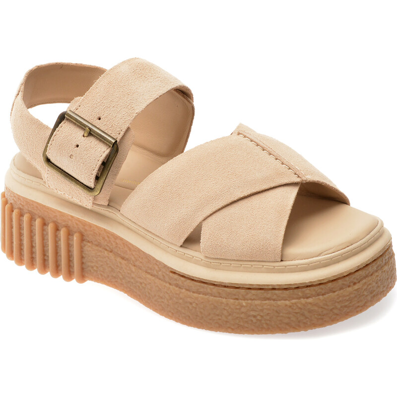 Sandale CLARKS bej, EVAMAR WISH, din piele intoarsa