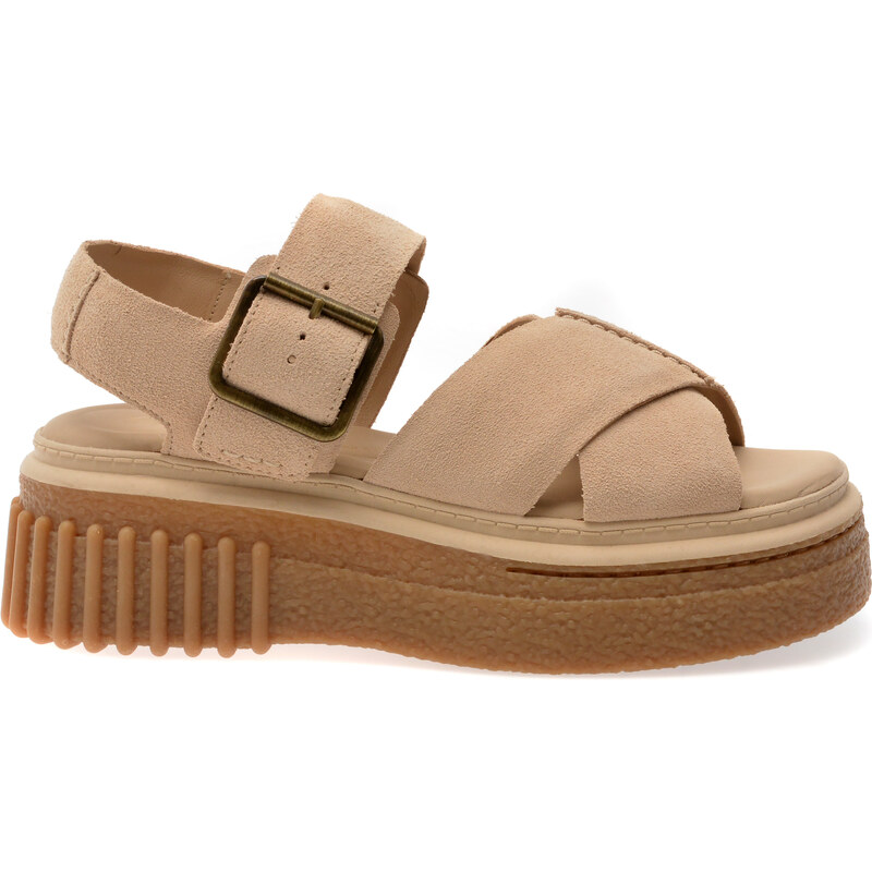 Sandale CLARKS bej, EVAMAR WISH, din piele intoarsa
