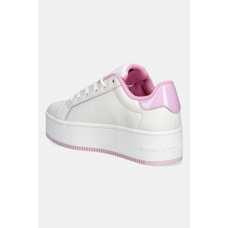 Tommy Jeans sneakers din piele TJW FLATFORM PATENT SNEAKER culoarea alb, EN0EN02864
