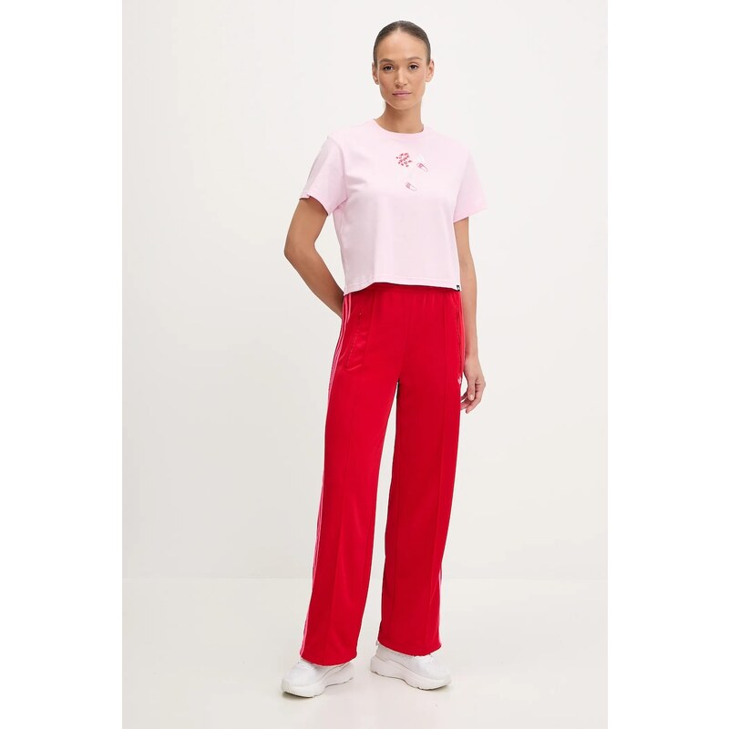 adidas Originals pantaloni de trening Firebird culoarea roșu, cu imprimeu, JW1225