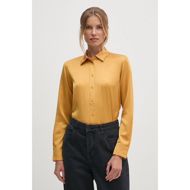 Lauren Ralph Lauren cămașă culoarea galben, cu guler clasic, regular, 200918715