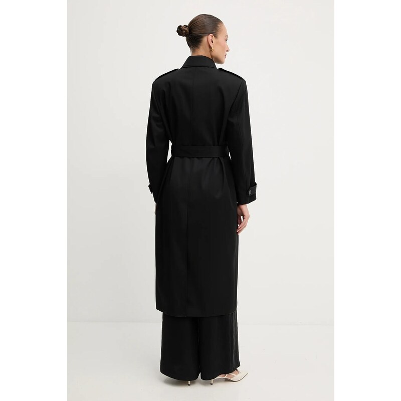 BOSS trenci de lână culoarea negru, de tranziție, 50543198