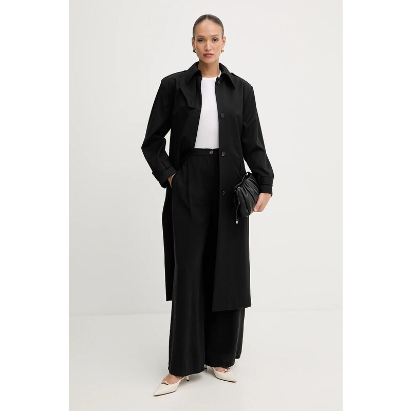 BOSS trenci de lână culoarea negru, de tranziție, 50543198