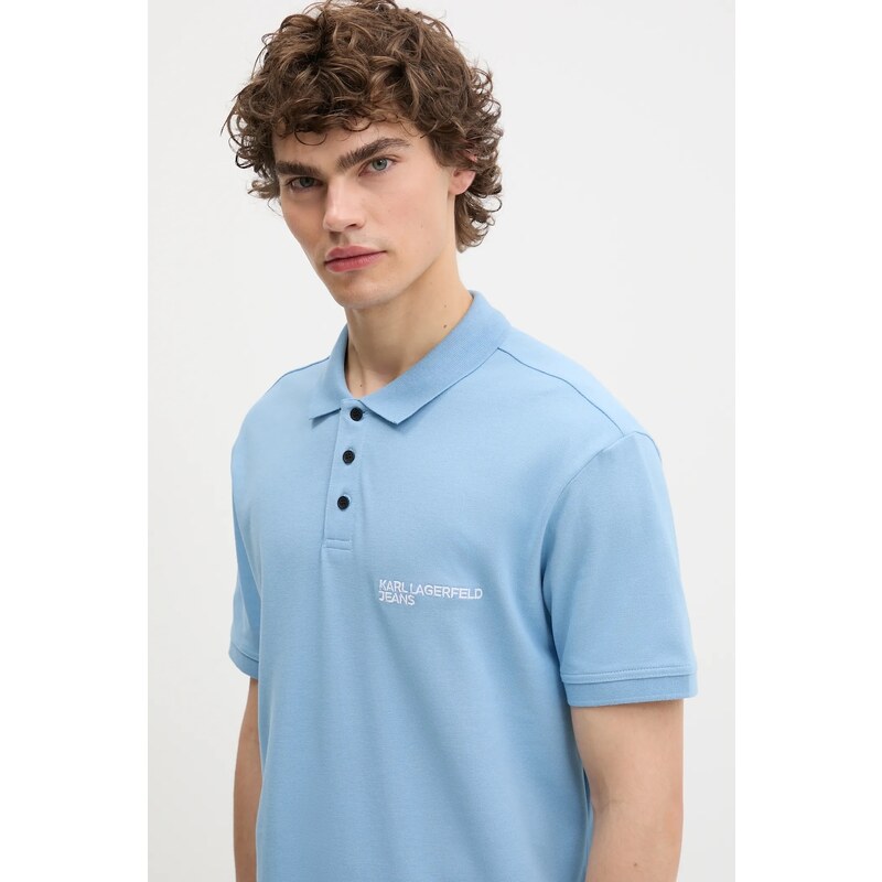 Karl Lagerfeld Jeans polo de bumbac culoarea gri, uni, A2M17094