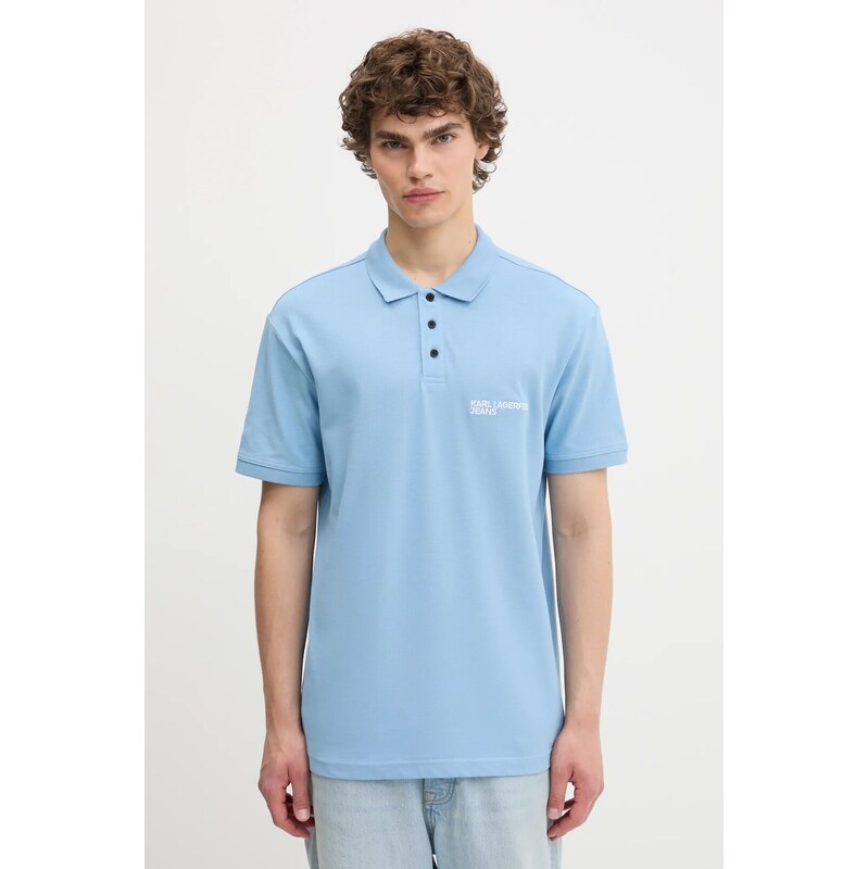 Karl Lagerfeld Jeans polo de bumbac culoarea gri, uni, A2M17094