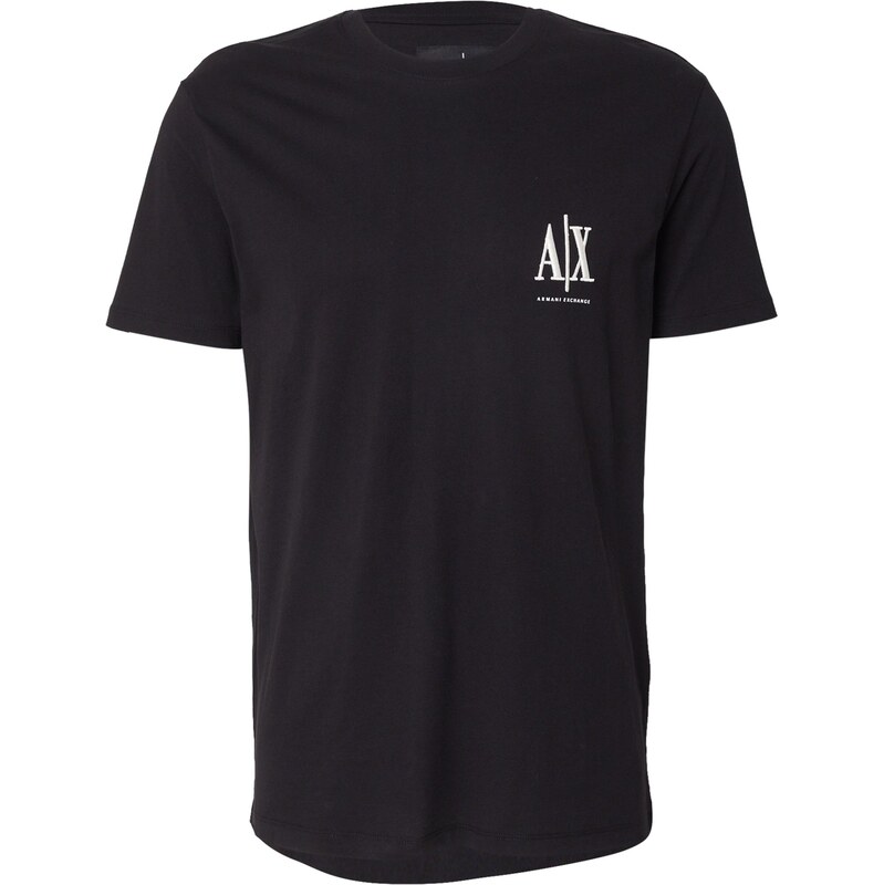 ARMANI EXCHANGE Tricou negru / alb
