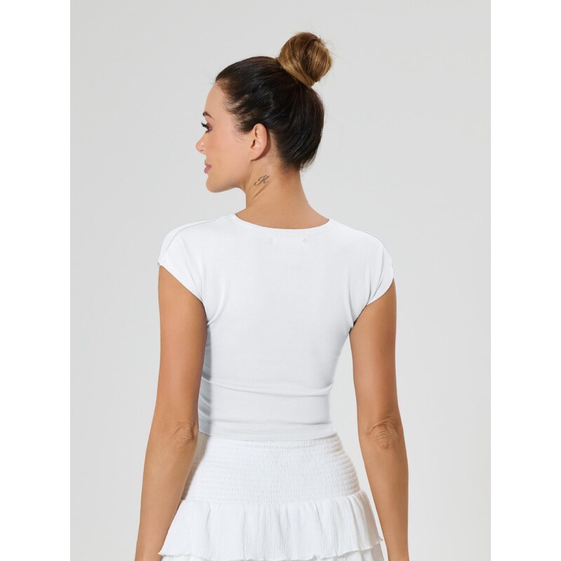 Sinsay - Tricou basic - alb