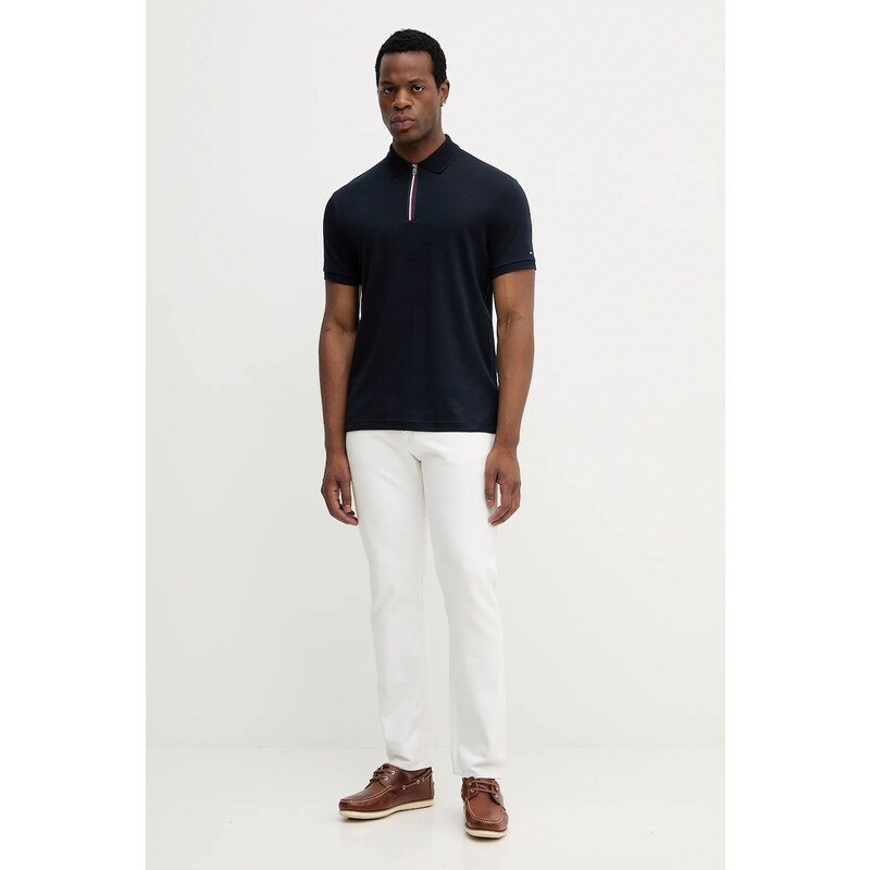 Tommy Hilfiger polo de bumbac culoarea bleumarin, uni, MW0MW39552