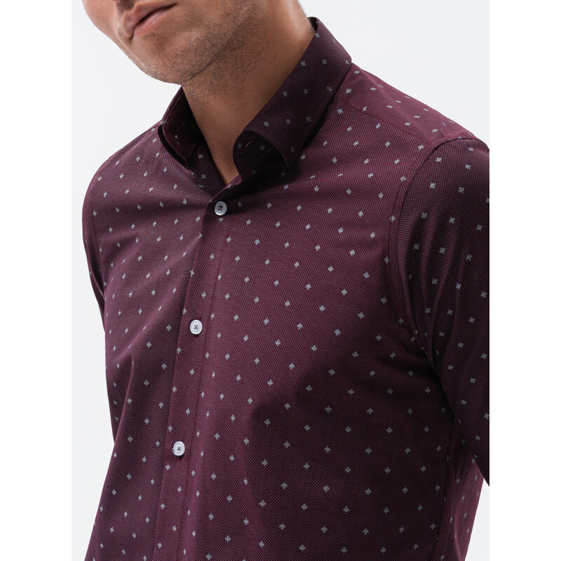 Ombre Camasa eleganta cu maneca lunga barbati - rosu burgund K463
