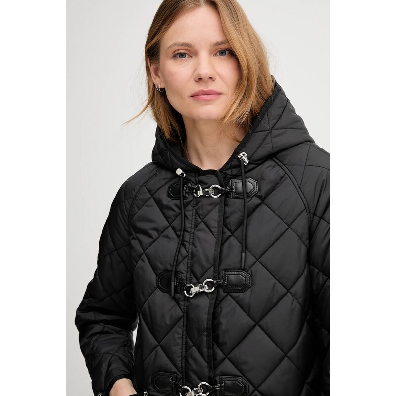 Dkny geacă culoarea negru, de tranziție, DLEMPT95