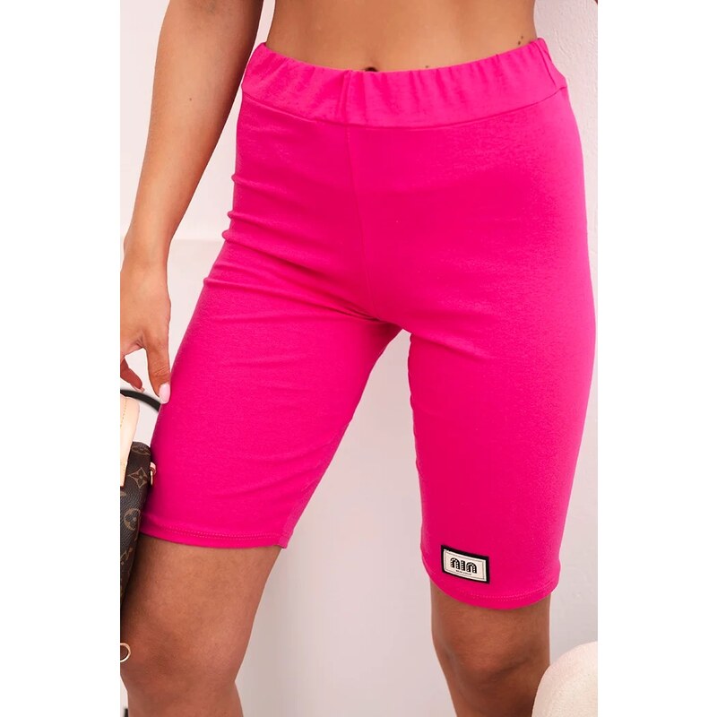 Kesi Włoski Women's cotton set with short sleeves and shorts fuchsia