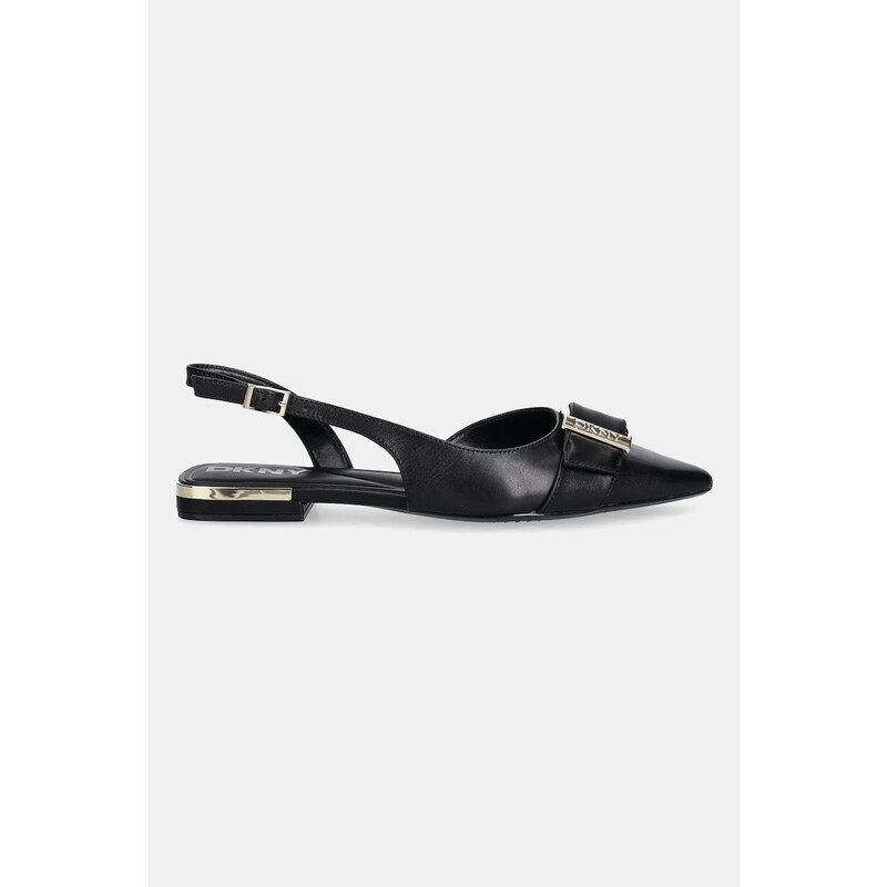 Dkny balerini de piele Clemma culoarea negru, cu toc deschis, K3590639