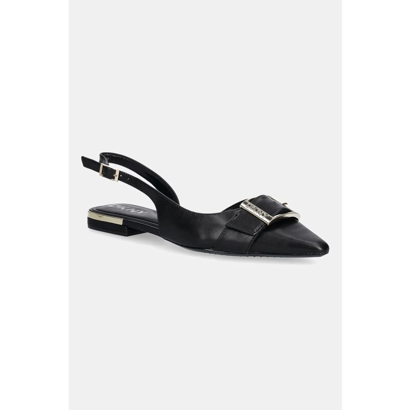 Dkny balerini de piele Clemma culoarea negru, cu toc deschis, K3590639
