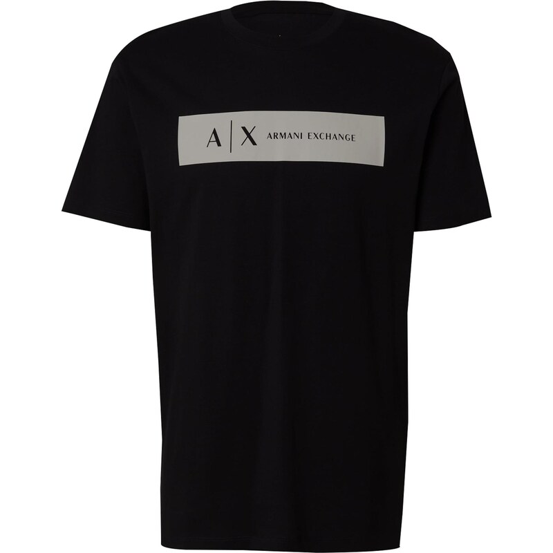 ARMANI EXCHANGE Tricou negru / alb