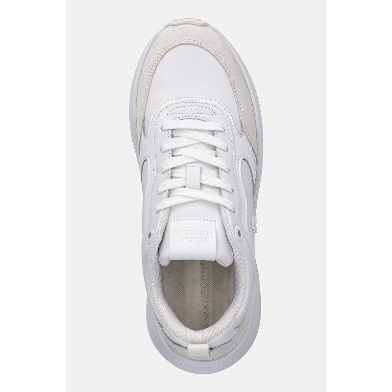 Tommy Hilfiger sneakers din piele TH CHUNKY RUNNER PATENT culoarea alb, FW0FW08840