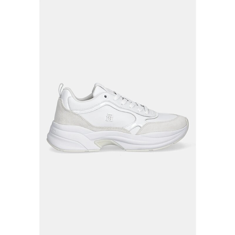 Tommy Hilfiger sneakers din piele TH CHUNKY RUNNER PATENT culoarea alb, FW0FW08840