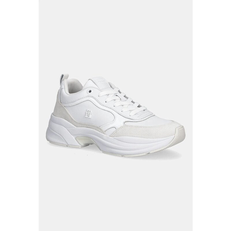 Tommy Hilfiger sneakers din piele TH CHUNKY RUNNER PATENT culoarea alb, FW0FW08840