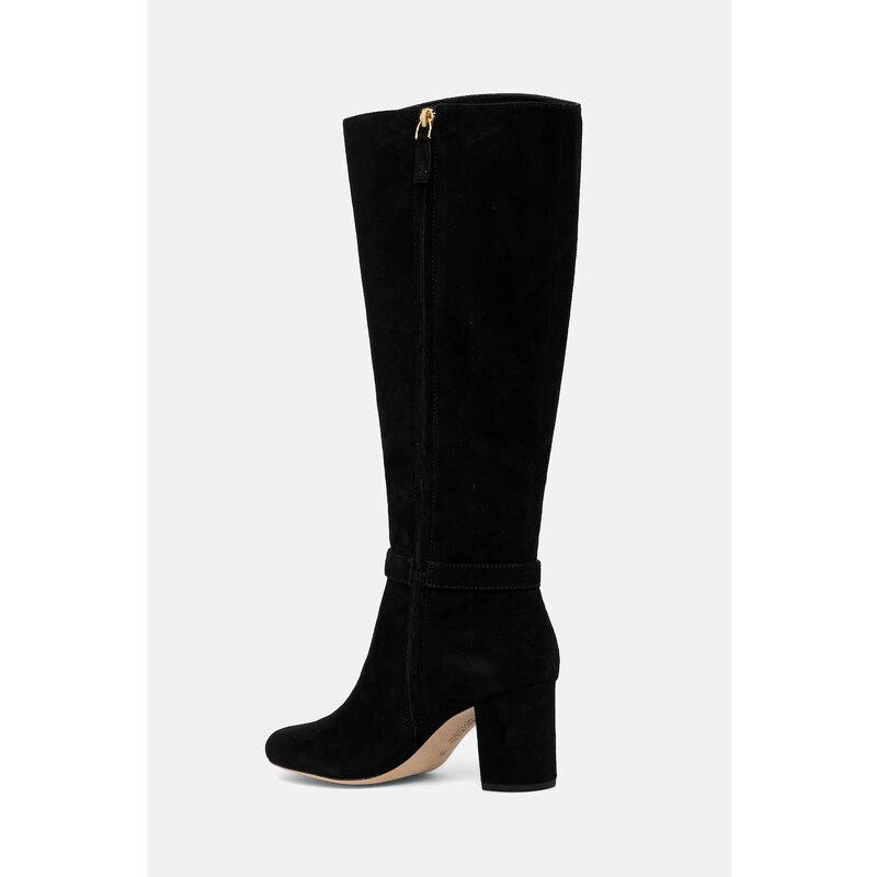 Lauren Ralph Lauren cizme din piele întoarsă Kellie Tl Hl culoarea negru, cu toc drept, 802967843001