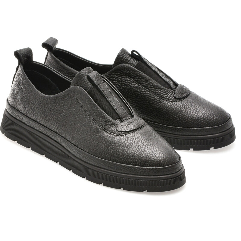 Pantofi IMAGE negri, 146A266, din piele naturala