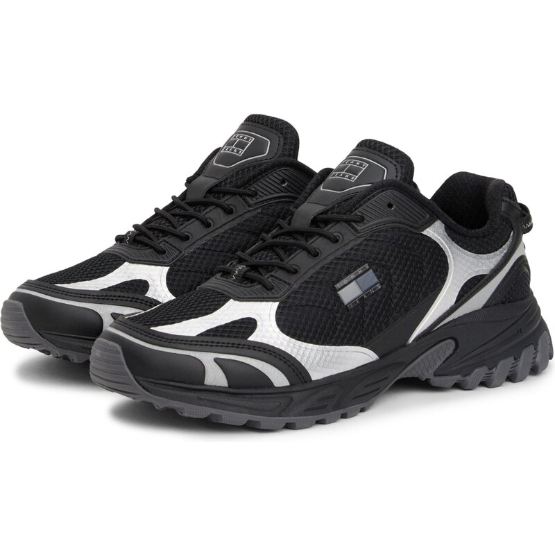 Tommy Jeans Sneaker low gri / negru / alb