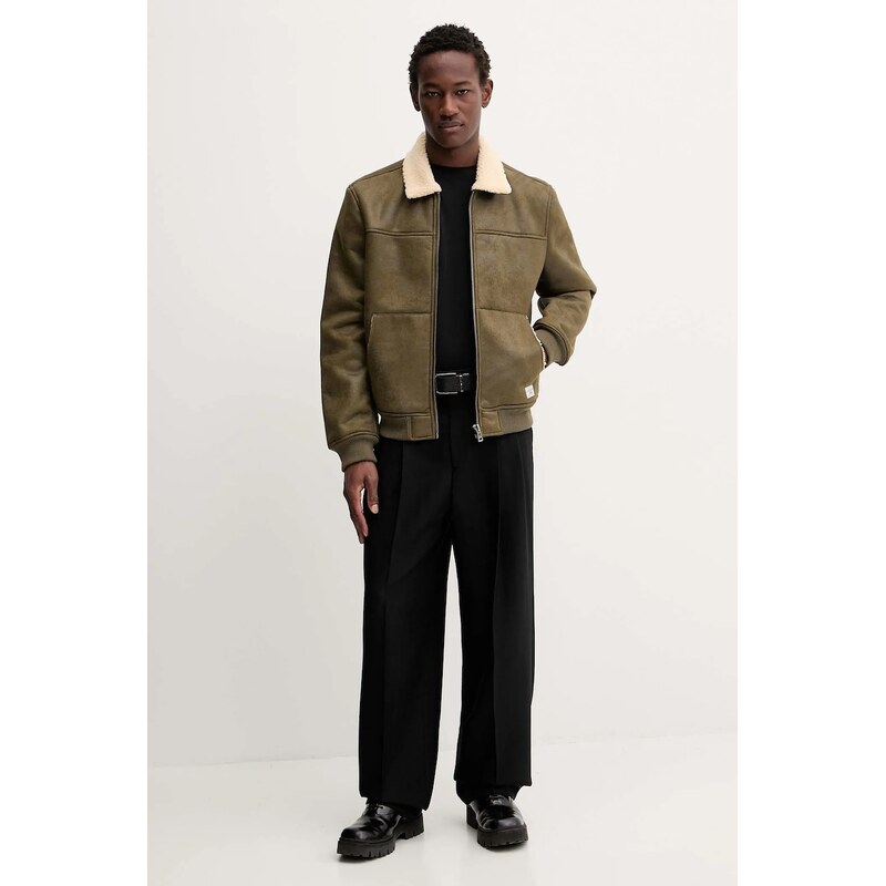 Guess Jeans geacă culoarea verde, de tranziție, M5BL1D W1862