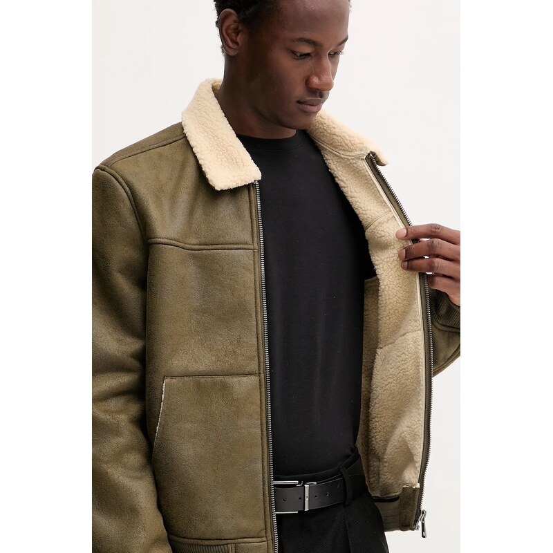 Guess Jeans geacă culoarea verde, de tranziție, M5BL1D W1862