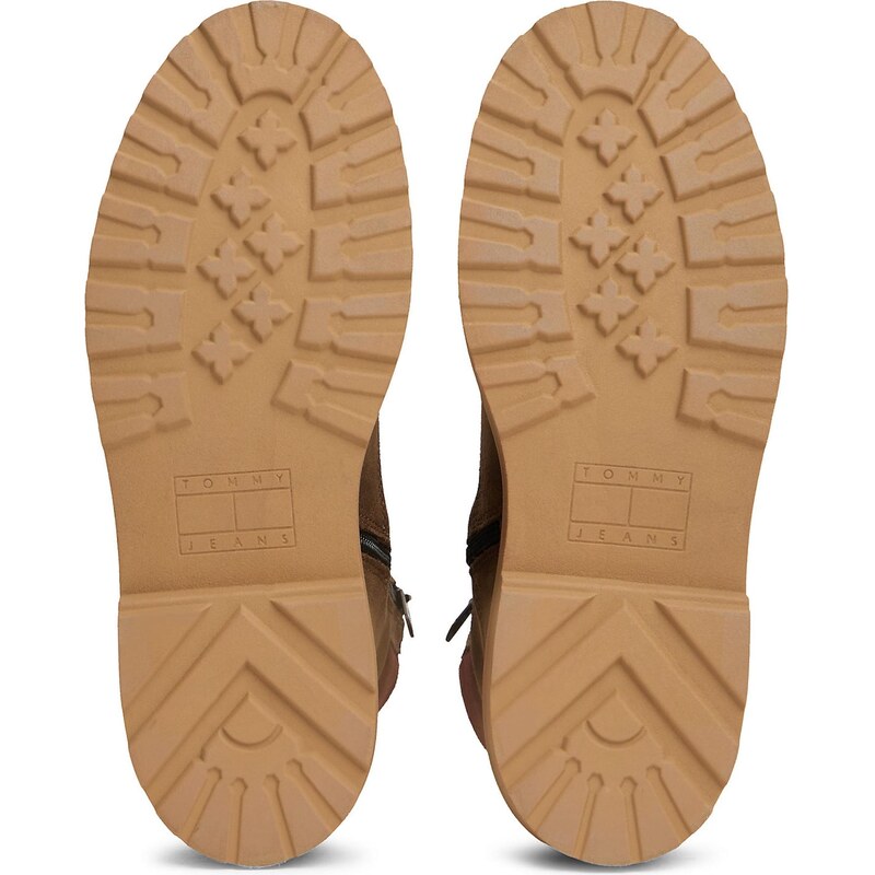 Tommy Jeans Bocanci cu șireturi maro / roșu burgundy