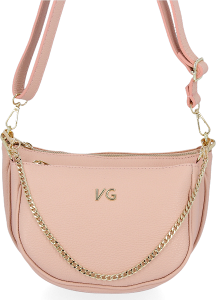 GEANȚĂ DIN PIELE tip poștaș Vittoria Gotti roz de pudră B26