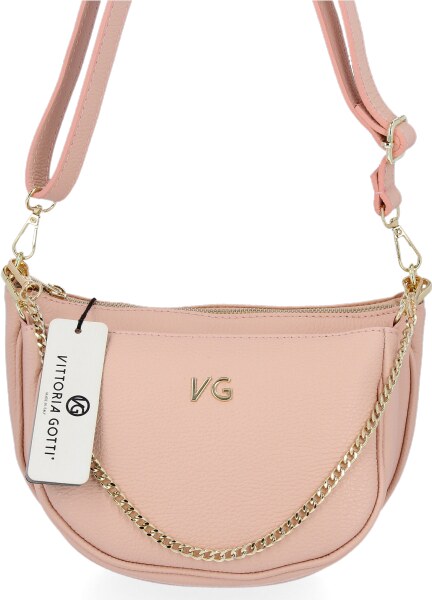 GEANȚĂ DIN PIELE tip poștaș Vittoria Gotti roz de pudră B26