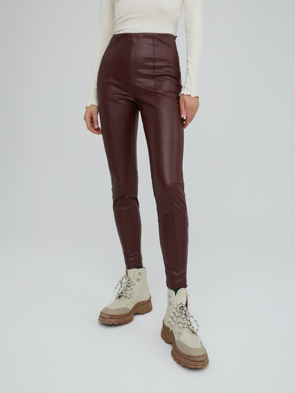 EDITED Leggings 'Teresa' roșu burgundy