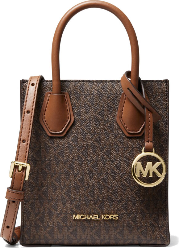 Michael Kors Mercer Extra-Small Logo and Leather Crossbody Bag Brown