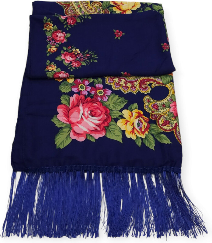 Magazin Traditional Esarfa Inflorata - Albastru Indigo
