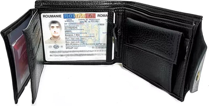 Portofel barbatesc, din piele, Magrot, negru, inchidere cu capsa, magrot 20105