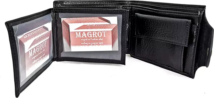 Portofel barbatesc, din piele, Magrot, negru, inchidere cu capsa, magrot 20105